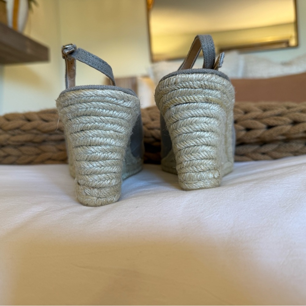 3 for $15 Talbots Women's Gray Wedge Sandals with Bow Coquette Girl Espadrille - Picture 10 of 10